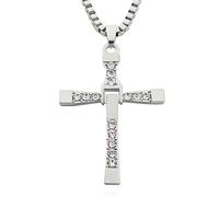 MenYiYDS 1 PCS SIMPLE STAINLESS STEEL CROSS NECKLACE WITH SHINY DIAMONDS MINIMALIST NECKLACE FOR MEN JEWELLERY BIRTHDAY GIFT FOR BOYFRIEND ANNIVERSARY