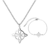 MenYiYDS - 2 PCS ACIER INOXYDABLE SORCIÈRE NOEUD CELTIQUE COLLIER DE SORCELLERIE PENDENTIF GÉOMÉTRIQUE FEMME BIJOUX VINTAGE NOEUD CELTIQUE COLLIER FEMME 925 BIJOUX EN ARGENT STERLING
