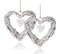 MenYiYDS 2 PCS BASKET HEART GARLAND, DECORATION, HEART GARLAND TO HANG, HANDMADE RATTAN HEART, CRAFT FOR PHOTO WALL DISPLAY DECORATION DIY