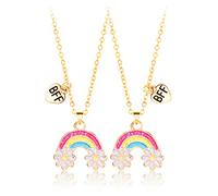 MenYiYDS 2 Pcs BFF Best Friends Friendship Necklaces Rainbow Necklaces Birthday Gifts Chain Pendant Gifts for Girls (Color)