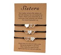 MenYiYDS 3 Pieces Friendship Bracelet Wish Bracelets Set Bracelet Best Friend Distance Bracelets Gifts for Women Teen Men Sisters (Silver)