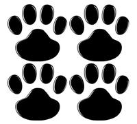 MenYiYDS 4 Pcs Black 3D Chrome Dog Paw Footprint Sticker Car Emblem Decal Decoration for Car Motorcycle Wall Laptop Furniture (Black)