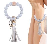 MenYiYDS - CAR KEY FOB FOR WOMEN, WHITE KEY FOB, SILICONE WRIST KEY FOB, LADIES KEY FOB, PU TASSEL KEY FOB, GIRL BRACELET KEY FOB
