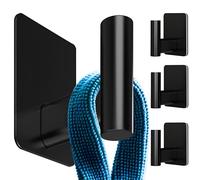 Menz Extra-Large Self Adhesive Hooks 4 Piece Black - 3M Heavy Duty Stick on Hooks, Waterproof Bathroom & Towel Hook, 2 Installation Options (Adhesive/Nail) for Kitchen, Closet, Door & Home