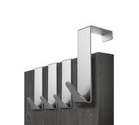 Menz Over Door Hook 4 Pack Silver, Stable Overdoor Hanger. Rust-Free Door Hangers for Clothes, 4.1cm Fit. 15kg Coat Hanger, Stainless Steel with EVA Pads, Prevents Scratches