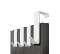 Menz Over Door Hook 4 Pack White, Stable Overdoor Hanger. Rust-Free Door Hangers for Clothes, 4.1cm Fit. 15kg Coat Hanger, Stainless Steel with EVA Pads, Prevents Scratches