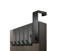 Menz Over Door Hook 6 Pack Black, Stable Overdoor Hanger. Rust-Free Door Hangers for Clothes, 3.6cm Fit. 15kg Coat Hanger, Stainless Steel with EVA Pads, Prevents Scratches