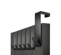 Menz Over Door Hook 6 Pack Black, Stable Overdoor Hanger. Rust-Free Door Hangers for Clothes, 4.6cm Fit. 15kg Coat Hanger, Stainless Steel with EVA Pads, Prevents Scratches