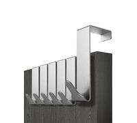 Menz Over Door Hook 6 Pack Silver, Stable Overdoor Hanger. Rust-Free Door Hangers for Clothes, 4.6cm Fit. 15kg Coat Hanger, Stainless Steel with EVA Pads, Prevents Scratches