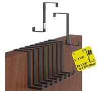 Menz Over The Door Hooks 10 Pack, 2-Sided Fits 1 3/8" & 1 3/4" Coat Hanger, Black Towel Hook w/Anti-Scratch Pads, Wreath Hanger w/Removable Sticky Non-Slip Dots, Thin Overdoor Hanger Organizer