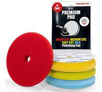 MENZERNA 4 Pcs 6 Inch Premium Polishing Pad Kit I Scratch Repair, Fine Polishing, Shine & Sealing I Body Repair Buffing & Polishing Pads with Safety Edge & Velcro Attachment I Washable & Long Lasting