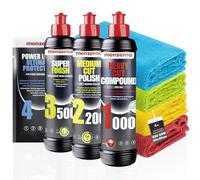 Menzerna Car Polish Set: Menzerna Heavy Cut Compound 1000 + Medium Cut Compound 2200 + Super Finish 3500 + Ceramic Spray Sealant Protection 100ml + 4x Microfibre Cloths 40 x 40 cm