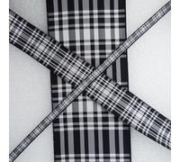 Menzies Tartan Ribbon Black White Scotland Clan 6 Widths Buy 1 2 or 4m 06 061D, 25mm, 1 Metre