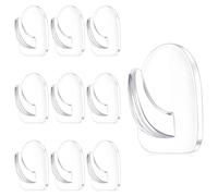 MEOAlBkey 10 Pcs Self Adhesive Hooks, Clear Plastic Stick on Wall Hooks Heavy Duty Reusable Picture Hooks, Sticky Adhesive Hooks for Hanging in Bathroom Doors Ho Ho Hooks Pack of Ten