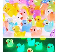 MEOAlBkey 150PCS luminous little duck toys, Glow in The Dark Tiny Plastic Animal Figures, Cute Miniature Animals for Fairy Garden Dollhouse Decor Aquarium & DIY Crafts (Mixed Styles)