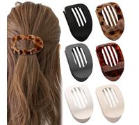 MEOAlBkey 6-Pack Flat Claw Clips for Women, Curved Comfortable Duckbill Claw Clips - Matte French Hair Pins for Lying Down Driving Thin & Thick Hair