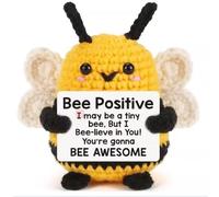 MEOAlBkey Handmade Crochet Turtle Gift,Mini Positive Emotional Support Animal Cute Motivational Gifts for Women & Men Unique Birthday Present (Bee)