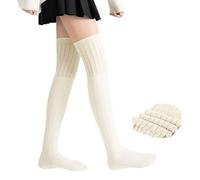MEOAlBkey Thigh High Socks for Women, Long White Over The Knee Socks Stretchy Knee High White Socks & Leg Warmers Winter Knitted Thigh Highs Random Color Assortment