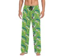 Meocouoe Men's Pajama Pants Soft Lightweight Lounge Sleep Pj Bottoms with Pockets Drawstring, Bass Fish, M