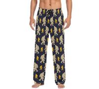 Meocouoe Men's Pajama Pants Soft Lightweight Lounge Sleep Pj Bottoms with Pockets Drawstring, Bigfoot Sasquatch, XL