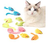 MeoHui 12PCS Rattle Cat Mouse Toys also Prefilled Catnip, 2.36” Mice Body Size, Faux Fur Cat Mice Toys with Plastic Body, Interactive Catnip Toys for Indoor Cats Play Fetch