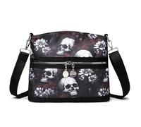 MEOKIM Women's Skull Shoulder Bag, Gothic Skull Wallet Y2k Backpack Street Hippie Backpack, Red, One Size, Retro