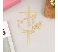 Meokro Acrylic Religious Cake Topper - Dove and Cross,Holy Spirit Topper, Confirmation Topper