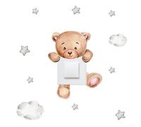 Meokro Cartoon Bear Star Switch Sticker for Kid Baby Room Bedroom Decoration Mural Self-Adhesive Home Decor Wallpaper Cute Wall Decals