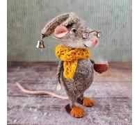 Meokro Cute Needle Felted Mouse Christmas Decoration, Handmade Needle Felt Mice Winter Christmas, Needle Felted Christmas Mouse Doll Decorations(Finished Product)