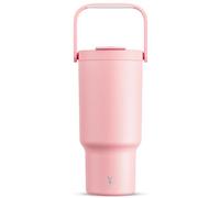 Meoky 32 oz Tumbler with Handle, Tumbler with Lid and Straw, Stainless Steel Travel Mug, 100% Leak Proof, Keeps Cold for 24 Hours, Fits in Car Cup Holder (Blush)