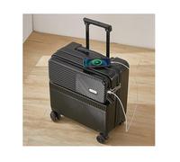 Meoky Front Pocket Carry On Luggage Airline Approved, 18/20 Inch ABS+PC Hard Shell Suitcases with USB Charging Port and Spinner Wheels,2,16in