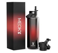 Meoky Insulated Water Bottle for Men: 532ml Leakproof Water Bottle with Straw - Keeps 24 Hours Cold & 12 Hours Hot - BPA-Free for Home Office Sports - Boyfriend Husband Dad, Amber