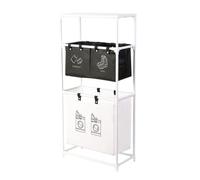 Meoky Large capacity laundry basket, three-layer laundry organizer, dirty clothes storage, laundry sorting machine for bathroom storage rack,Black,L