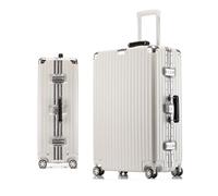 Meoky Large Suitcases with Wheels Rolling Suitcase Aluminum Frame Luggage Hard Shell Suitcase Carry-On Luggage TSA Approved,White,26IN