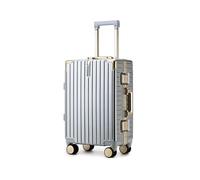 Meoky Lightweight Suitcase Hard Shell Cabin Luggage Medium 4 Wheels Holder zipperless Luggage Suitable for Men, Girls, and Students Travel,Silver,20in