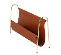Meoky Magazine Rack, Brown Metal Leather, Modern Minimalist, 33.5X6X22.5CM