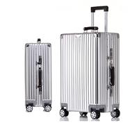 Meoky Metal Suitcase Portable Aluminum Alloy Suitcase 4 Wheels Hand Luggage 3 Digit Combination Locks,1,24in