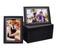 Meonua 100 Pack Standing Paper Picture Frames,4x6Cardboard Photo Frame with Easel,Paper Photo Frame Cards,Gallery Frames Bulk For DIY,Wedding, Graduation,Classroom(black)
