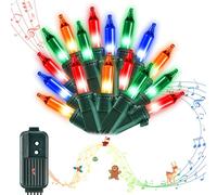 Meonum 100 Bulbs Musical Christmas Lights with Music, Singing Christmas Tree Lights with 25 Classical Holiday Songs, 7 Function Modes, Adjustable Volume and Mute, Back You to 80s 90s (Multi Color)