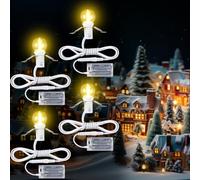 Meonum 4 Set Accessory Cords with LED Light Bulbs,Battery Power Anywhere Village Display Unit Lamp Replacement Compatible with Department 56 Villages Blow Mold Buildings