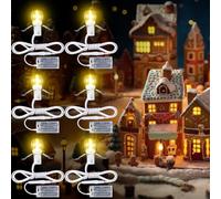 Meonum 6 Set Accessory Cords with LED Light Bulbs,Battery Power Anywhere Village Display Unit Lamp Replacement Compatible with Department 56 Villages Blow Mold Buildings