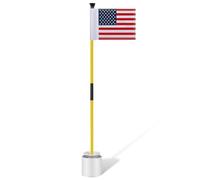Meooeck 1 Pack Golf Putting Green Pin Flag and Hole Cup Set Portable 2 Section Fiberglass Mini Golf Flag Sticks for Putting Green Gifts