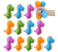 Meooeck 12 Pcs Dinosaur Stress Relief Mini Animal Toys for Relief Cute and Fun Stretchy Balls Dinosaur Birthday Party Decorations for Christmas, Office, Stocking Stuffer Gift