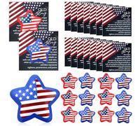 Meooeck 15 Sets USA Flag Stress Ball Gifts for Labor Day Veterans Day - American Patriotic Star Favors with Old Glory Cards, Bulk Souvenirs for Veterans Soldiers Patriots 4th of July Parade Throws