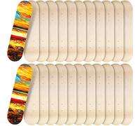 Meooeck 24 Pcs Blank Skateboard Decks Bulk 24 x 6 Inch Professional Maple Deck 7 Ply Double Tail Wooden Skate Deck Natural Plain Skateboard for Kids Art Painting Replacement Home Decoration