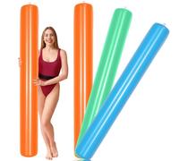 Meooeck 3 Pcs Pool Inflatable Noodle 71 Inch Blow up Pool Noodle Colorful PVC Outdoor Water Activities Noodles Floats for Adults Summer Swimming Beach Lake Party Sports