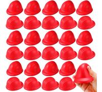 Meooeck 32 Pcs Red Firefighter Hat Stress Balls Bulk 2 Inches Funny Helmet Squeeze Balls Toys for Stress and Anxiety Relief for Firefighter Themed Party Favors Birthday Gift Decorations