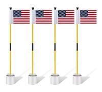 Meooeck 4 Pack Golf Putting Green Pin Flag and Hole Cup Set Portable 2 Section Fiberglass Mini Golf Flag Sticks for Putting Green Gifts