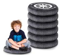 Meooeck 6 Pcs 15.7 Inch 3D Simulation Wheel Plush Pillow Car Tire Pillow Big Soft Chunky Tire Sofa Toy Flexible Seating for Boys Classroom Elementary Funny Race Bedroom Birthday Party Decor Gift