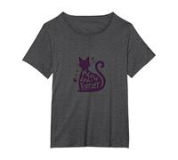 Meow and Forever Cat Lover Paw T-Shirt, Women's Plus, Dark Heather Grey, 2X